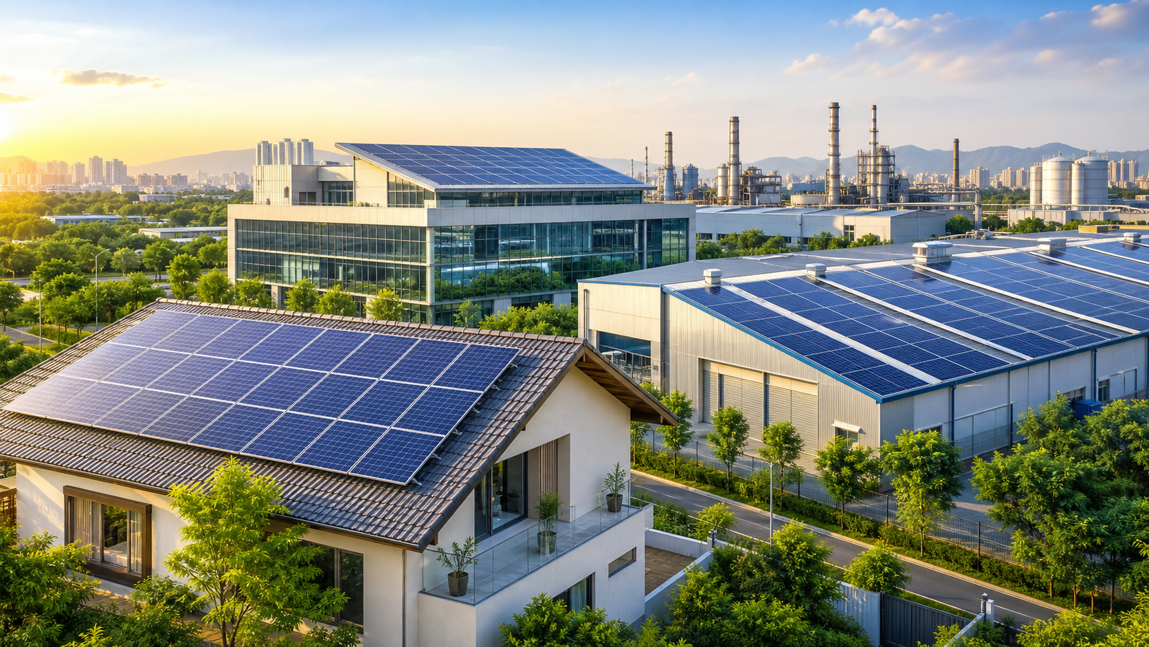 Solar installations for residential, commercial, and industrial buildings in India